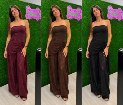 CONJUNTO TOP + PANTALON+PAÑUEL ENCANJE