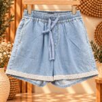 SHORT DENIM ELASTICO DECOR ENCAJE