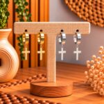 PENDIENTES ACERO CRUZ